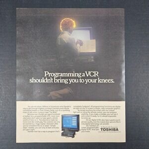 1987 Toshiba Foolproof Programmable Digital VCRs Vintage Print Ad Office Shop